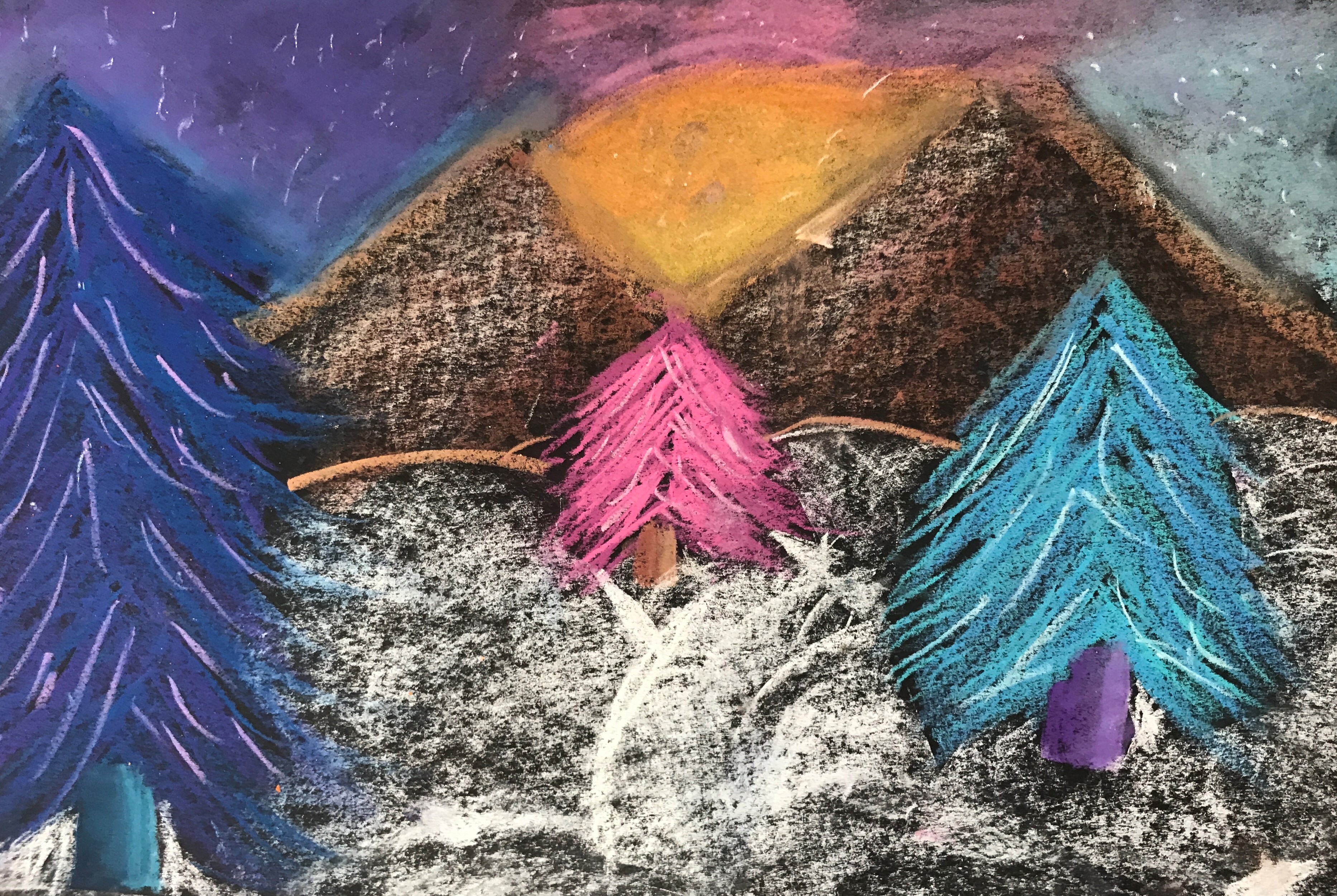 abstract chalk pastel drawings