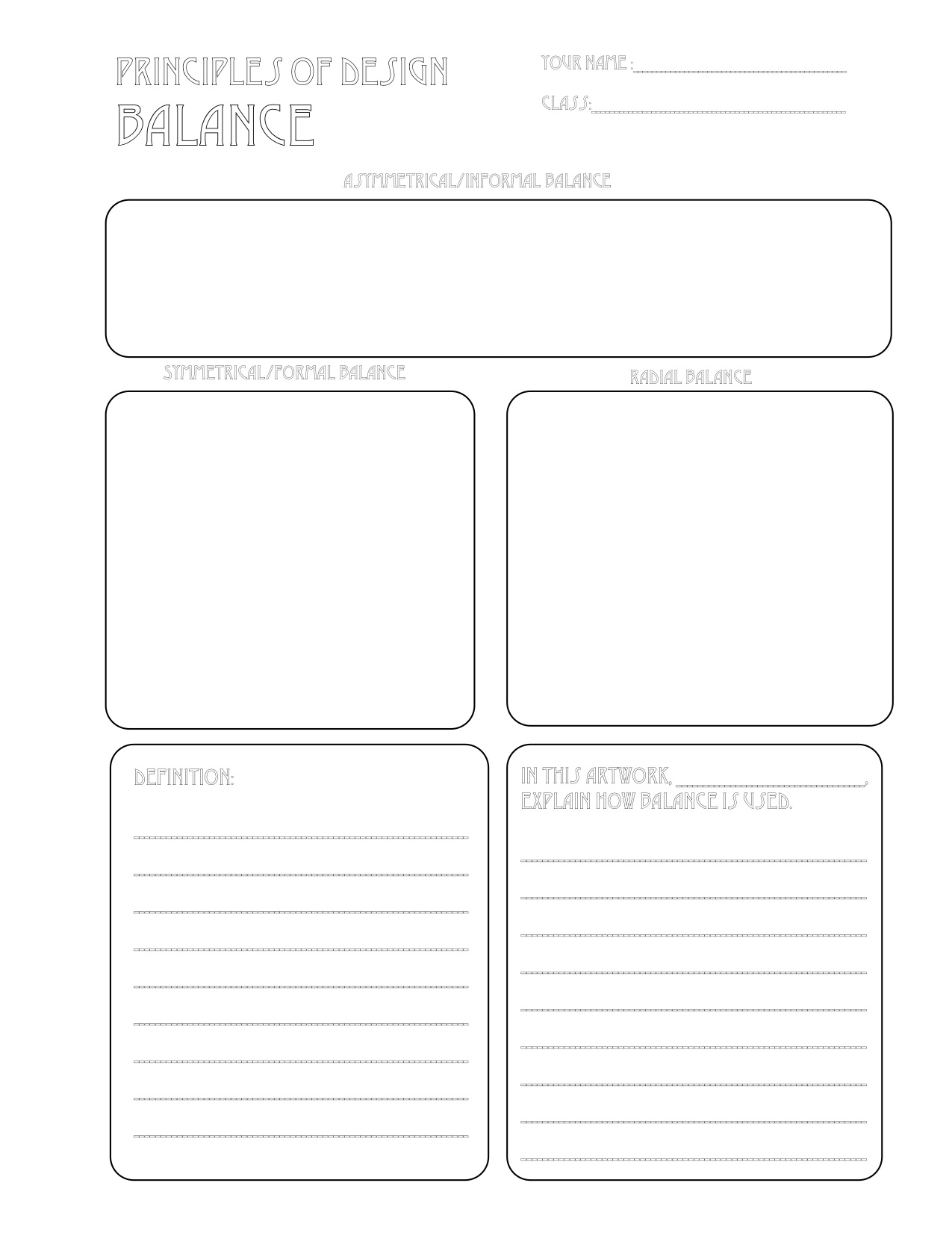 The smARTteacher Resource: Balance handout Within Principles Of Design Worksheet